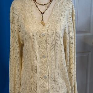 Liv Elegant Cream Women's Sweater..crochet